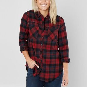 BKE Distressed Studded Flannel